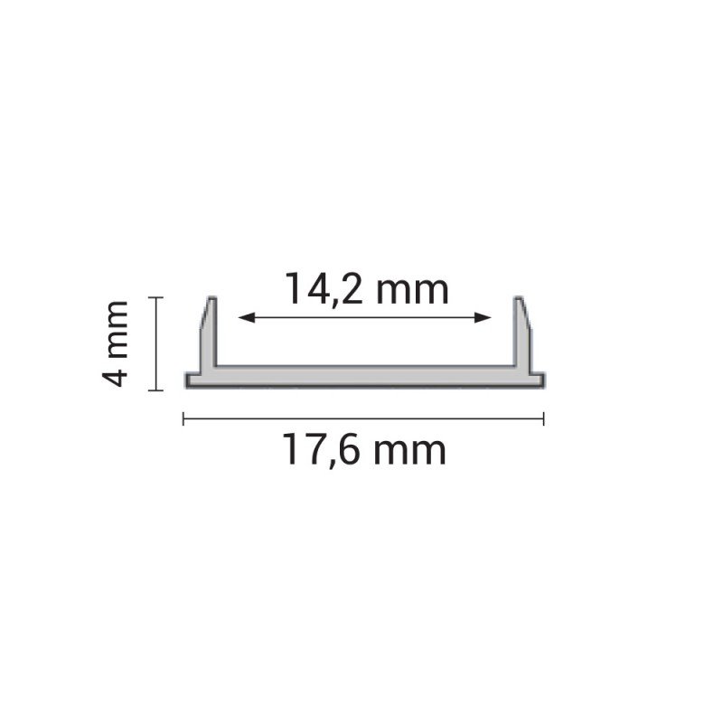 Profilis LED juostai, paviršinis, pilkas, baltas dangtelis, lenkiamas, 17.6x4mm Profilis LED juostai, paviršinis, pilkas, baltas dangtelis, lenkiamas, 17.6x4mm