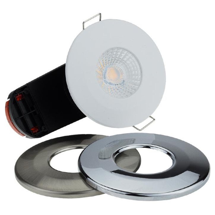 LED šviestuvas, ugniai atsparus, keičiamas rėmelis, 6W, neutrali balta šviesa