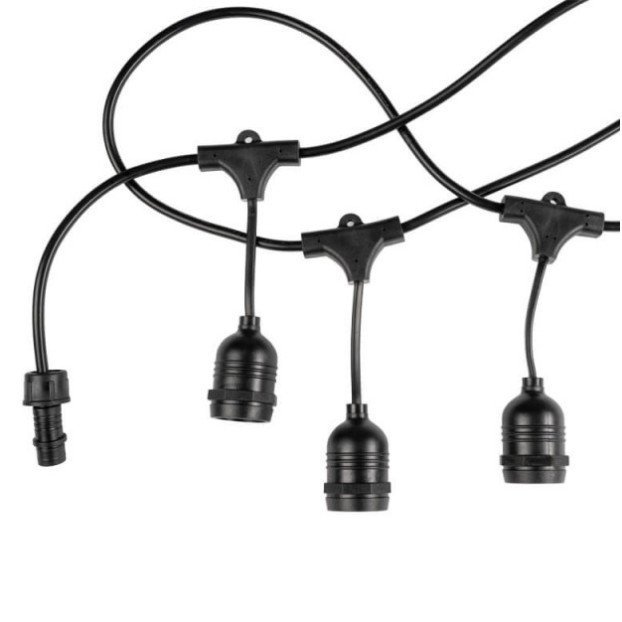 LED lauko girlianda, juoda, 6m, 10 kabančių lizdų, be lempučių