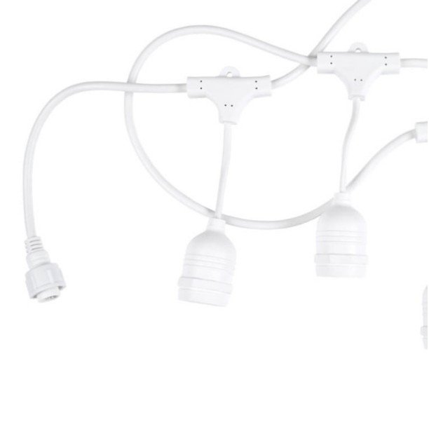 LED lauko girlianda, balta, 6m, 10 kabančių lizdų, be lempučių