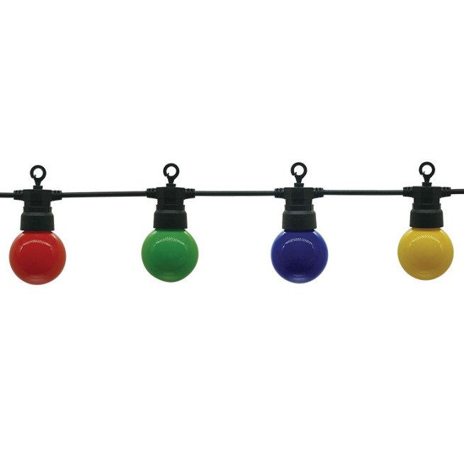LED lauko girlianda, juoda, 8m, 10 lizdų, 3W, 4 spalvos LED lauko girlianda, juoda, 8m, 10 lizdų, 3W, 4 spalvos