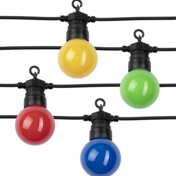 LED lauko girlianda, juoda, 8m, 10 lizdų, 3W, 4 spalvos