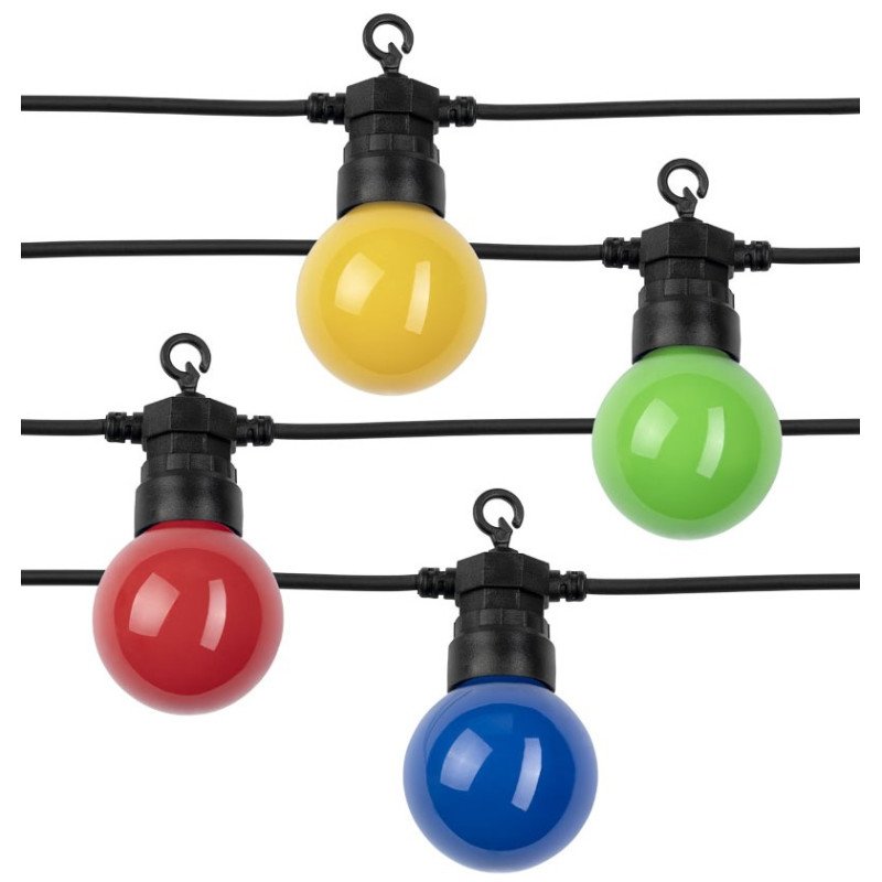 LED lauko girlianda, juoda, 8m, 10 lizdų, 3W, 4 spalvos LED lauko girlianda, juoda, 8m, 10 lizdų, 3W, 4 spalvos