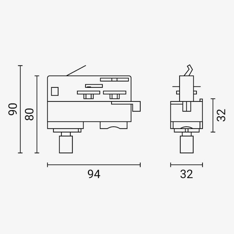 3F bėginės LED sistemos pakabos adapteris, juodas