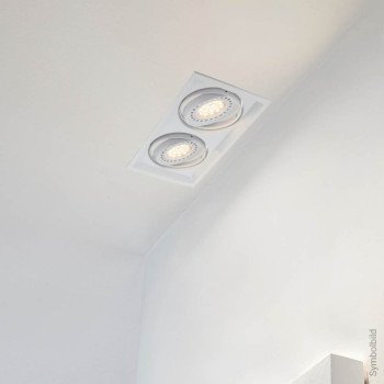 LED šviestuvas, stačiakampis, baltas, reguliuojamas, 2 lizdai