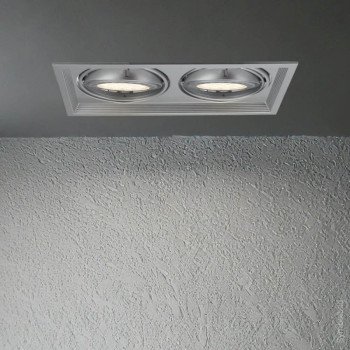 LED šviestuvas, stačiakampis, sidabrinis, reguliuojamas, 2 lizdai