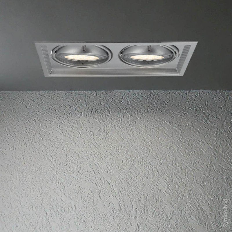 LED šviestuvas, stačiakampis, sidabrinis, reguliuojamas, 2 lizdai