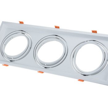 LED šviestuvas, stačiakampis, baltas, reguliuojamas, 3 lizdai
