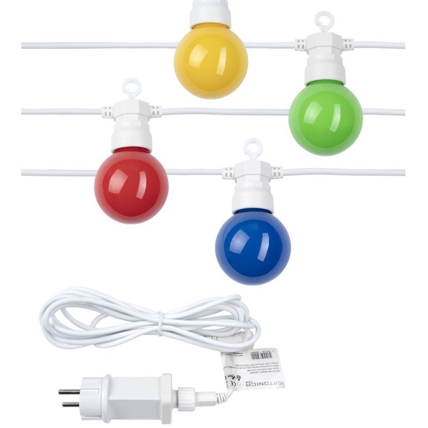 LED lauko girlianda, balta, 8m, 10 lizdų, 3W, 4 spalvos LED lauko girlianda, balta, 8m, 10 lizdų, 3W, 4 spalvos