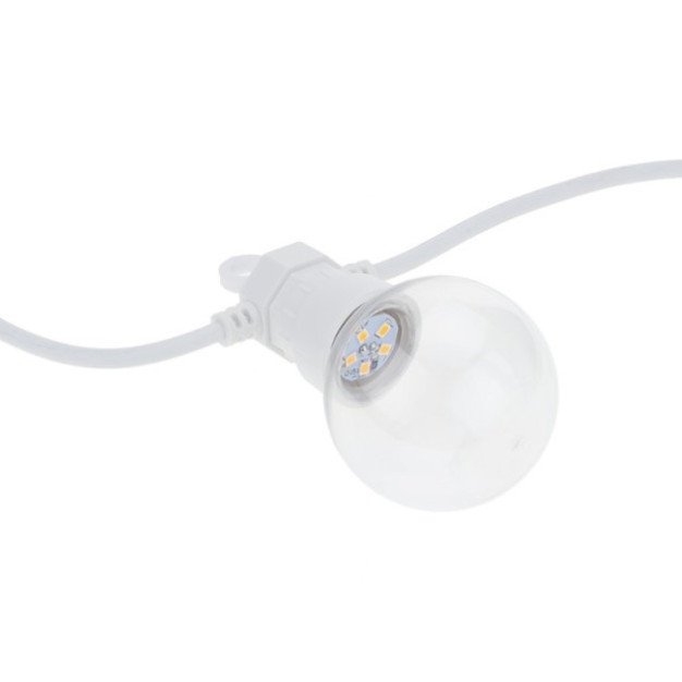 LED lauko girlianda, balta, 8m, 10 lizdų, 3W, šilta balta šviesa