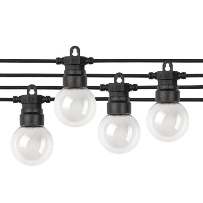 LED lauko girlianda, juoda, 13m, 20 lizdų, 6W, šalta balta šviesa