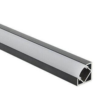 Profilis LED juostai, paviršinis, juodas, baltas dangtelis, 26.5x19mm