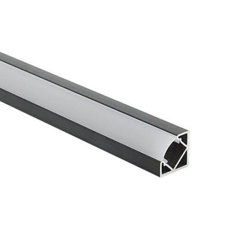 Profilis LED juostai, paviršinis, juodas, baltas dangtelis, 26.5x19mm Profilis LED juostai, paviršinis, juodas, baltas dangtelis, 26.5x19mm