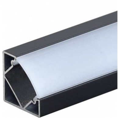 Profilis LED juostai, paviršinis, juodas, baltas dangtelis, 26.5x19mm Profilis LED juostai, paviršinis, juodas, baltas dangtelis, 26.5x19mm