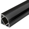 Profilis LED juostai, paviršinis, juodas, juodas dangtelis, 19x19mm