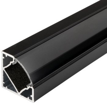 Profilis LED juostai, paviršinis, juodas, juodas dangtelis, 19x19mm