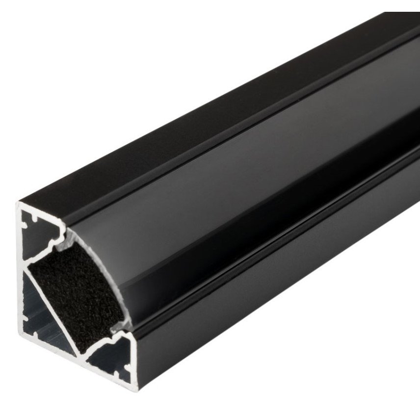 Profilis LED juostai, paviršinis, juodas, juodas dangtelis, 19x19mm