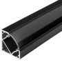 Profilis LED juostai, paviršinis, juodas, juodas dangtelis, 19x19mm