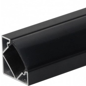 Profilis LED juostai, paviršinis, juodas, juodas dangtelis, 19x19mm