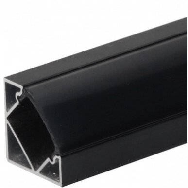 Profilis LED juostai, paviršinis, juodas, juodas dangtelis, 19x19mm