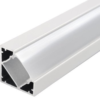 Profilis LED juostai, paviršinis, baltas, baltas dangtelis, 19x19mm