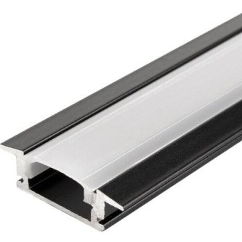 Profilis LED juostai, įleidžiamas, juodas, baltas dangtelis, 24.5x7