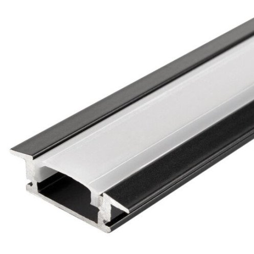 Profilis LED juostai, įleidžiamas, juodas, baltas dangtelis, 24.5x7