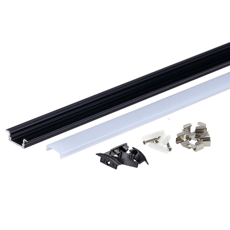 Profilis LED juostai, įleidžiamas, juodas, baltas dangtelis, 24.5x7