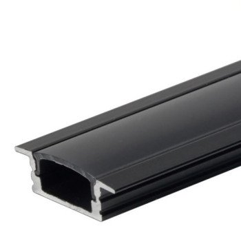 Profilis LED juostai, įleidžiamas, juodas, juodas dangtelis, 24.5x7