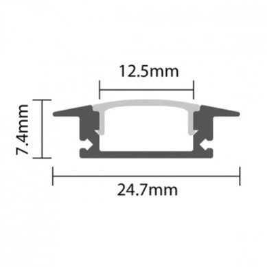 Profilis LED juostai, įleidžiamas, baltas, baltas dangtelis, 24.5x7 Profilis LED juostai, įleidžiamas, baltas, baltas dangtelis, 24.5x7