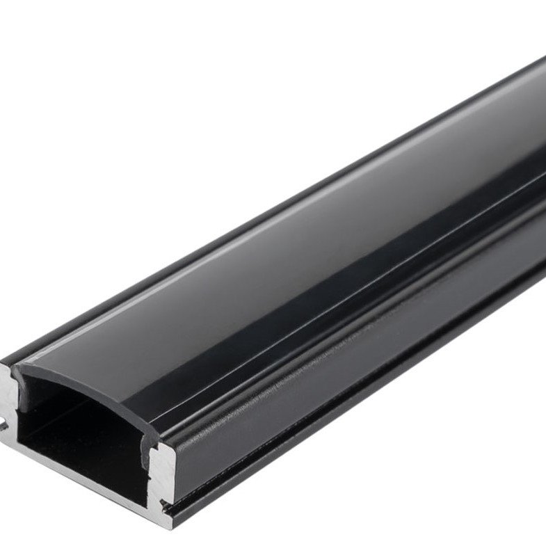 Profilis LED juostai, paviršinis, juodas, juodas dangtelis, 17.4x7mm