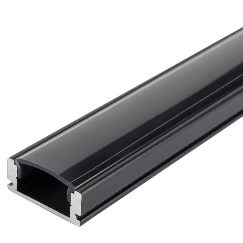 Profilis LED juostai, paviršinis, juodas, juodas dangtelis, 17.4x7mm Profilis LED juostai, paviršinis, juodas, juodas dangtelis, 17.4x7mm