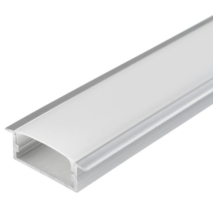 Profilis LED juostai, įleidžiamas, pilkas, baltas dangtelis, 23.5x10x21.5mm