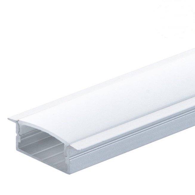 Profilis LED juostai, įleidžiamas, pilkas, baltas dangtelis, 23.5x10x21.5mm