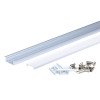 Profilis LED juostai, įleidžiamas, pilkas, baltas dangtelis, 23.5x10x21.5mm