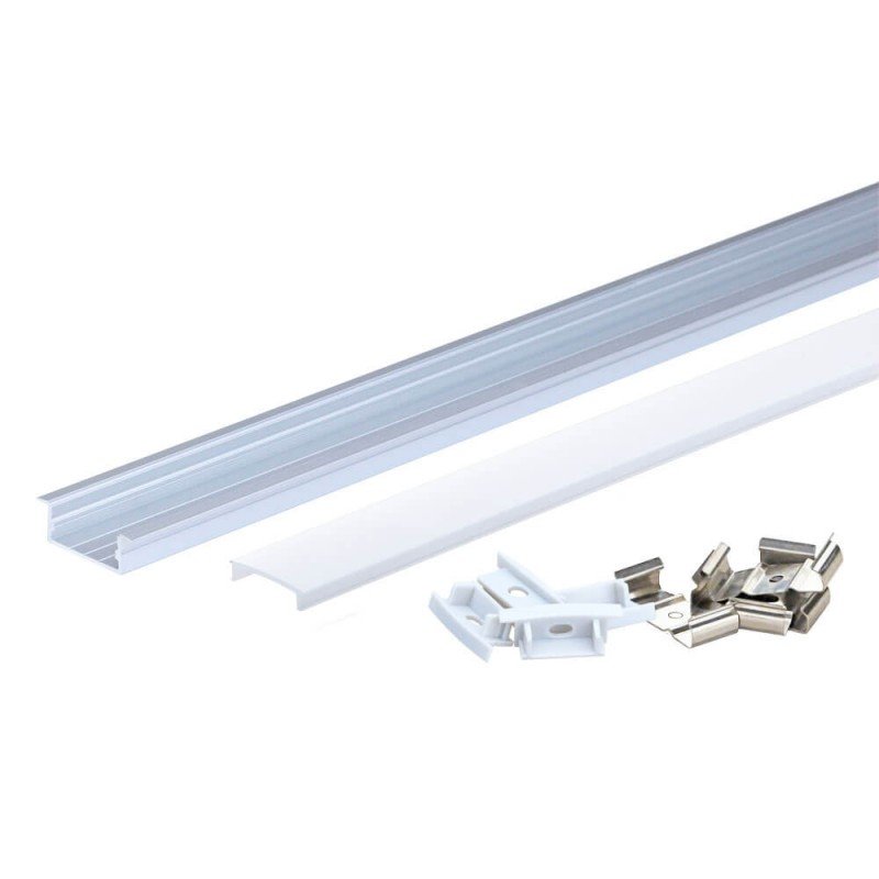Profilis LED juostai, įleidžiamas, pilkas, baltas dangtelis, 23.5x10x21.5mm
