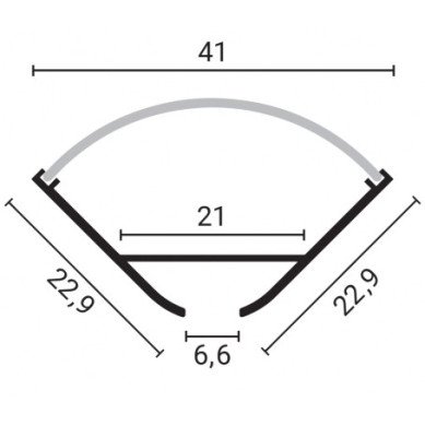 Profilis LED juostai, paviršinis, pilkas, baltas dangtelis, 23.5x23.5mm