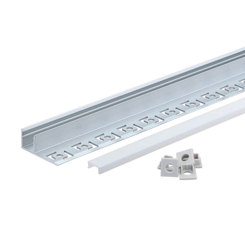 Profilis LED juostai, priglaistomas, pilkas, baltas dangtelis, kraštui, 32.3x13.3mm Profilis LED juostai, priglaistomas, pilkas, baltas dangtelis, kraštui, 32.3x13.3mm