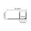 Profilis LED juostai, priglaistomas, pilkas, baltas dangtelis, kraštui, 32.3x13.3mm Profilis LED juostai, priglaistomas, pilkas, baltas dangtelis, kraštui, 32.3x13.3mm