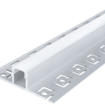 Profilis LED juostai, priglaistomas, pilkas, baltas dangtelis, plokštumai, 53x12.3mm