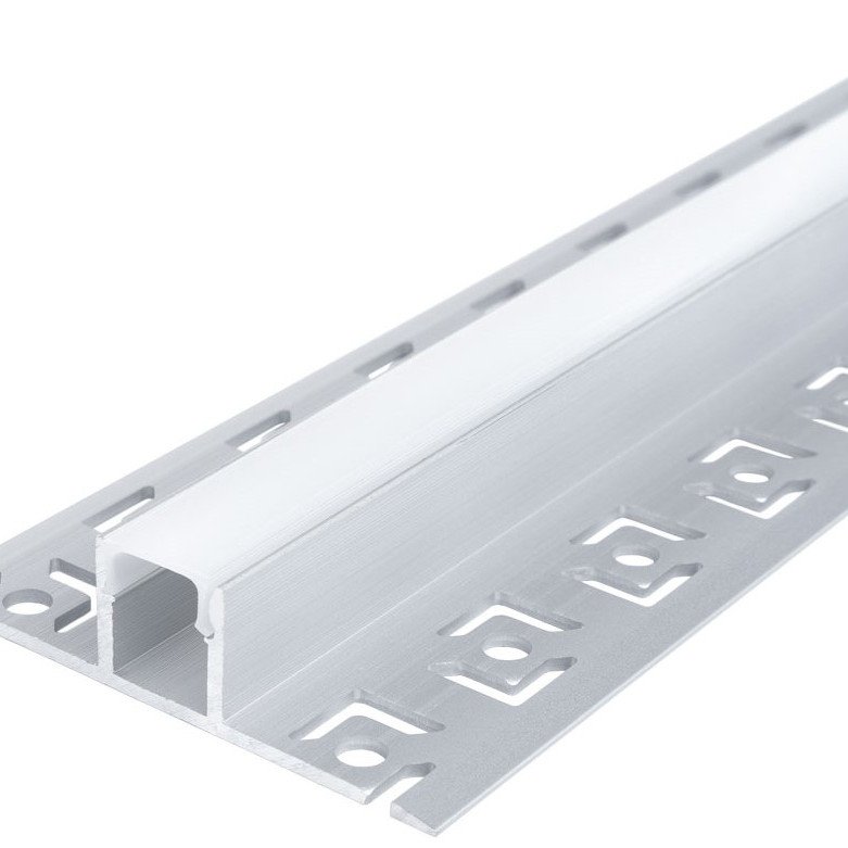 Profilis LED juostai, priglaistomas, pilkas, baltas dangtelis, plokštumai, 53x12.3mm