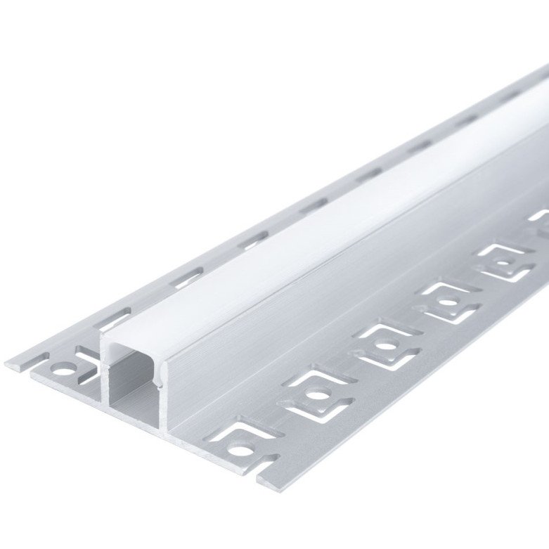 Profilis LED juostai, priglaistomas, pilkas, baltas dangtelis, plokštumai, 53x12.3mm Profilis LED juostai, priglaistomas, pilkas, baltas dangtelis, plokštumai, 53x12.3mm
