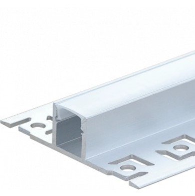 Profilis LED juostai, priglaistomas, pilkas, baltas dangtelis, plokštumai, 53x12.3mm Profilis LED juostai, priglaistomas, pilkas, baltas dangtelis, plokštumai, 53x12.3mm