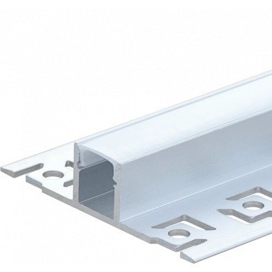 Profilis LED juostai, priglaistomas, pilkas, baltas dangtelis, plokštumai, 53x12.3mm