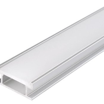 Profilis LED juostai, paviršinis, sidabrinis, baltas dangtelis, 19x7.8mm