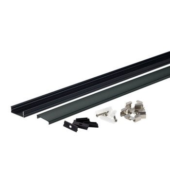 Profilis LED juostai, paviršinis, juodas, juodas dangtelis, 30x10mm