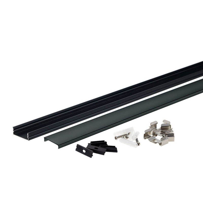 Profilis LED juostai, paviršinis, juodas, juodas dangtelis, 30x10mm Profilis LED juostai, paviršinis, juodas, juodas dangtelis, 30x10mm