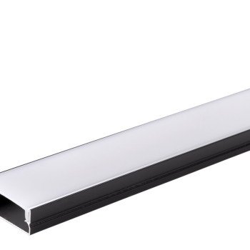 Profilis LED juostai, paviršinis, juodas, baltas dangtelis, 30x10mm
