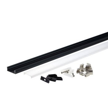 Profilis LED juostai, paviršinis, juodas, baltas dangtelis, 30x10mm