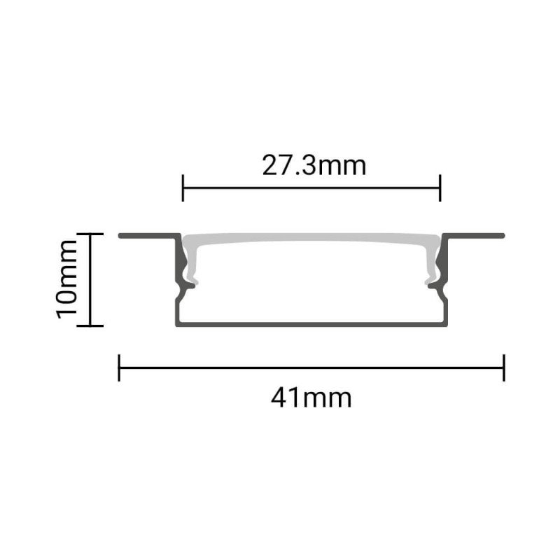 Profilis LED juostai, įleidžiamas, juodas, juodas dangtelis, 41x10mm